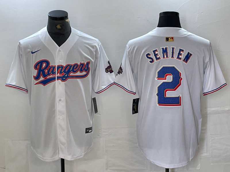 Men's Texas Rangers #2 Marcus Semien White 2023 World Series Champions Cool Base Jersey,We sell and wholesale Men's Texas Rangers #2 Marcus Semien White 2023 World Series Champions Cool Base Jersey on line form chian!